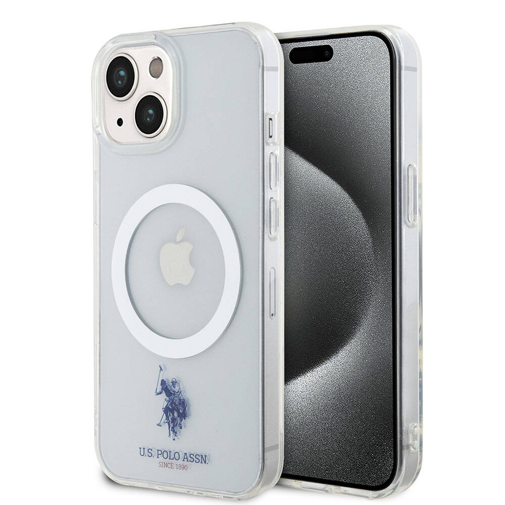 Apple iPhone 15 Klf U.S. Polo Assn. Orjinal Lisansl Magsafe arj zellikli Transparan Tasarm Kapak