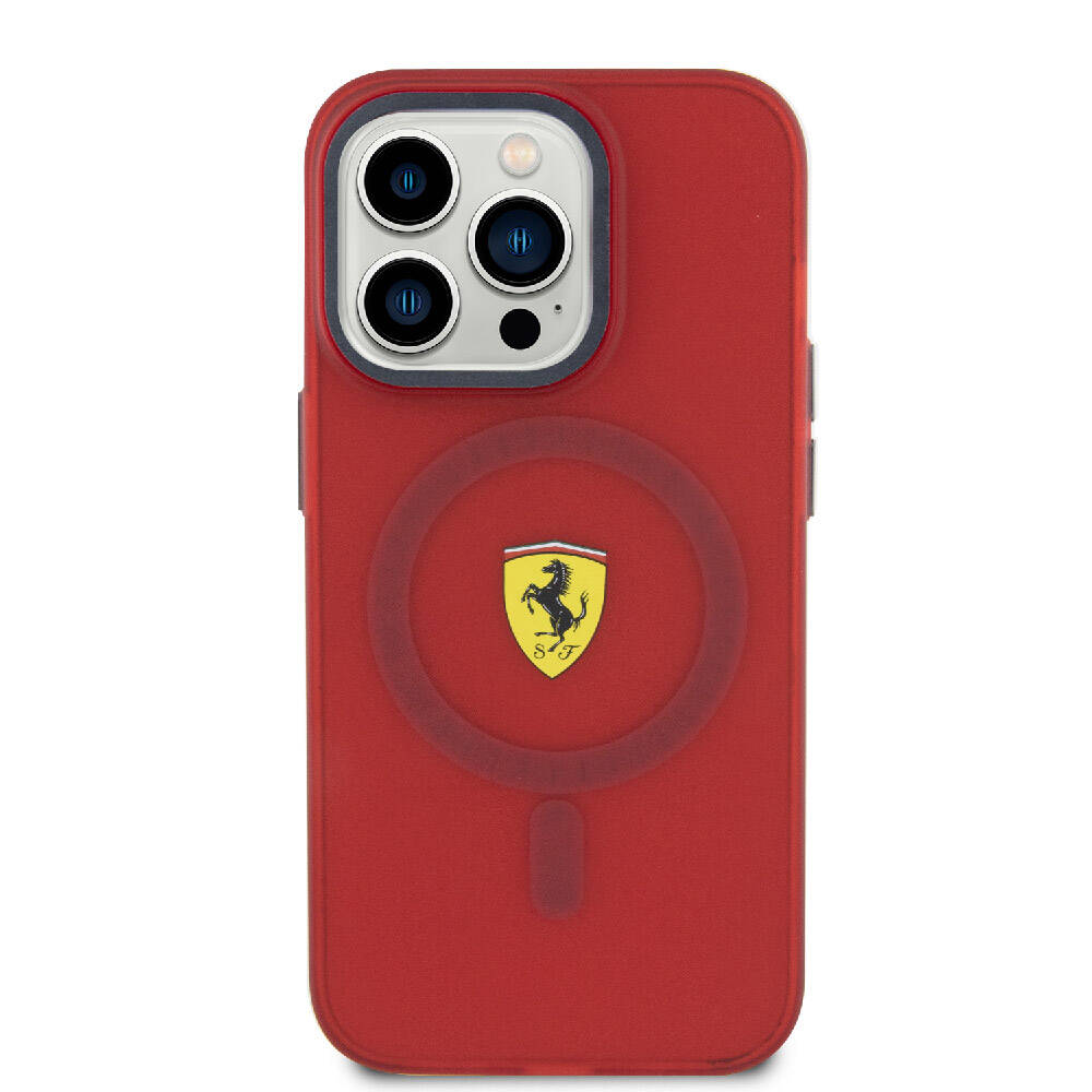 Apple iPhone 15 Pro Klf Ferrari Orjinal Lisansl Magsafe arj zellikli Kontrast Bumper Kapak