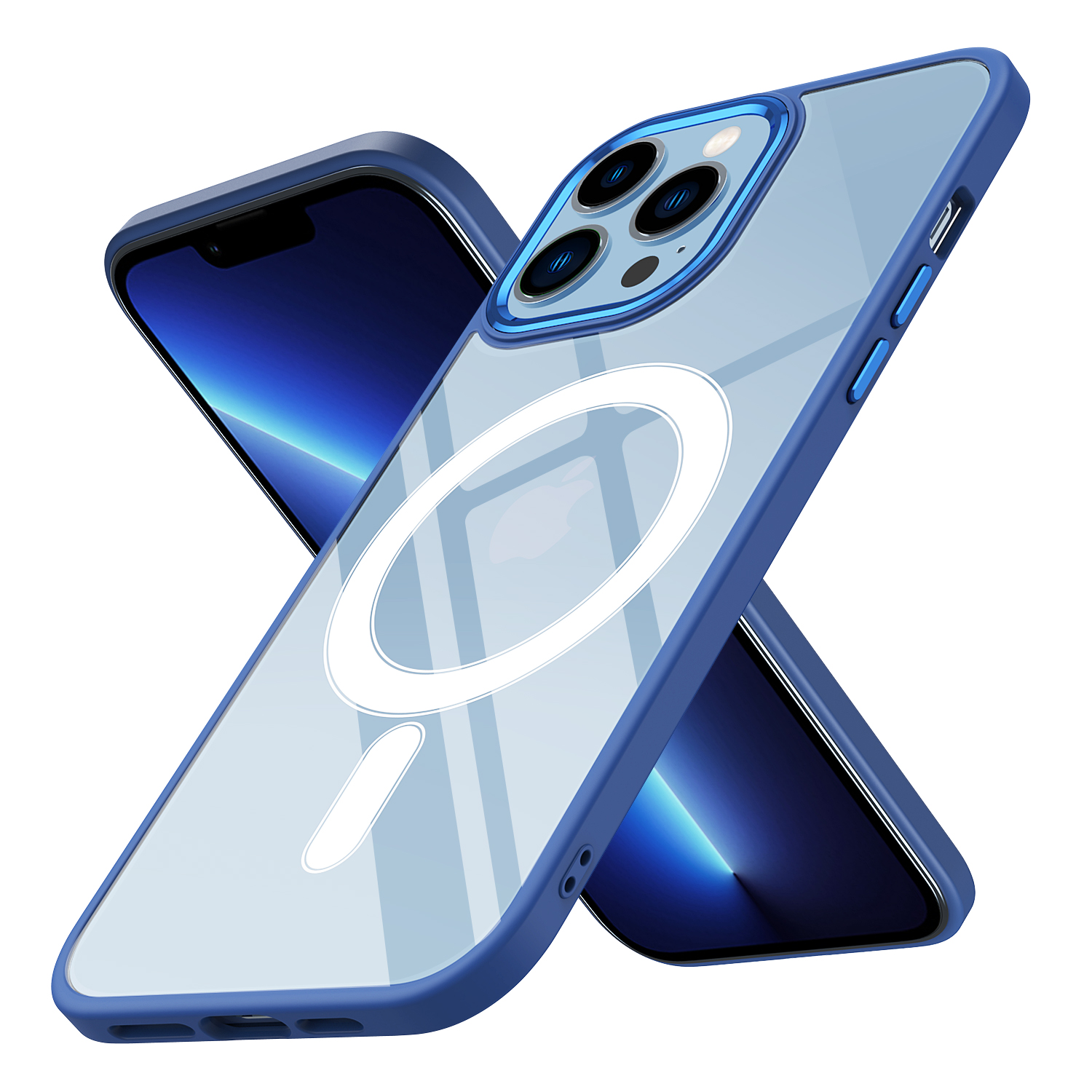 KNY Apple phone 13 Pro Max Klf Parlak Kamera Korumal Renkli Kenarl Magsafeli Krom Kapak