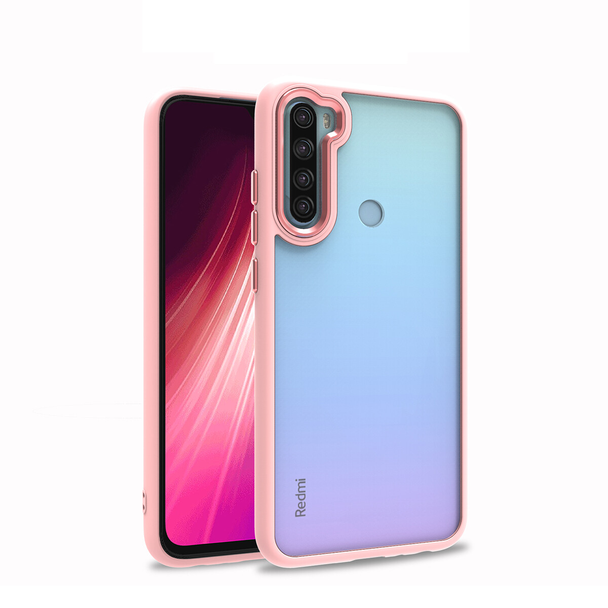 KNY Xiaomi Redmi Note 8 Klf Renkli Silikon Kenarl Arkas effaf Flora Kapak