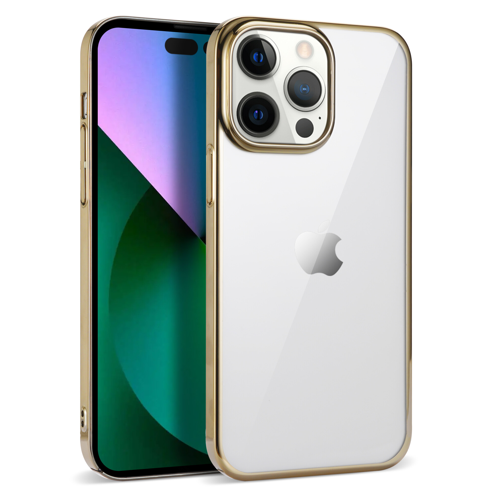 KNY Apple phone 14 Pro Klf Renkli Kenarl Laser Sert Pixel Kapak