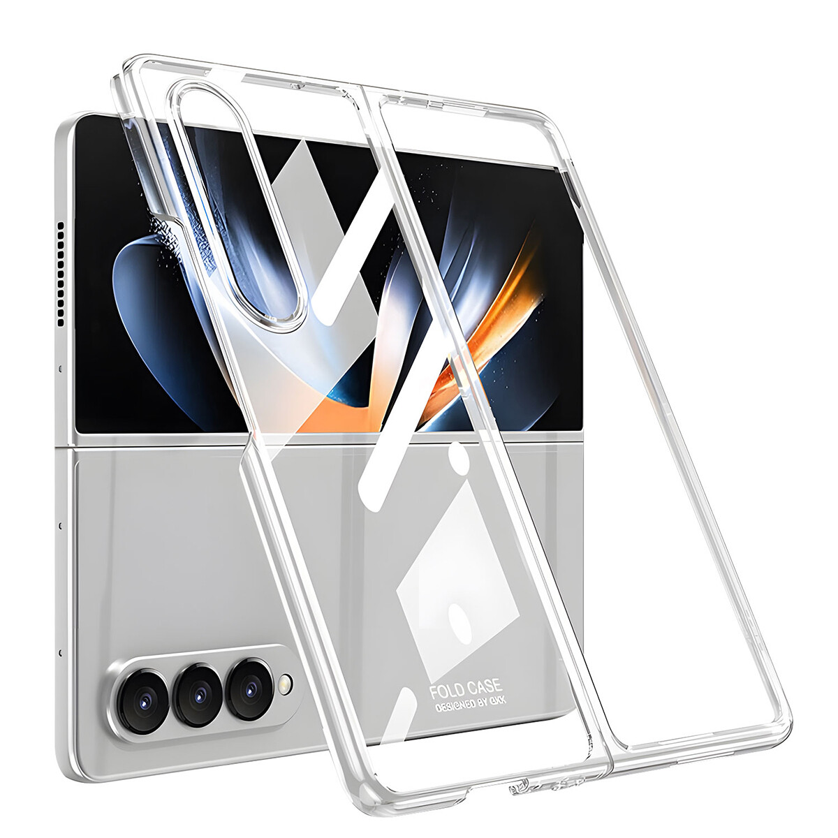 KNY Samsung Galaxy Z Fold 4 Klf Renkli Kenarl Caml Full Kpta Kapak
