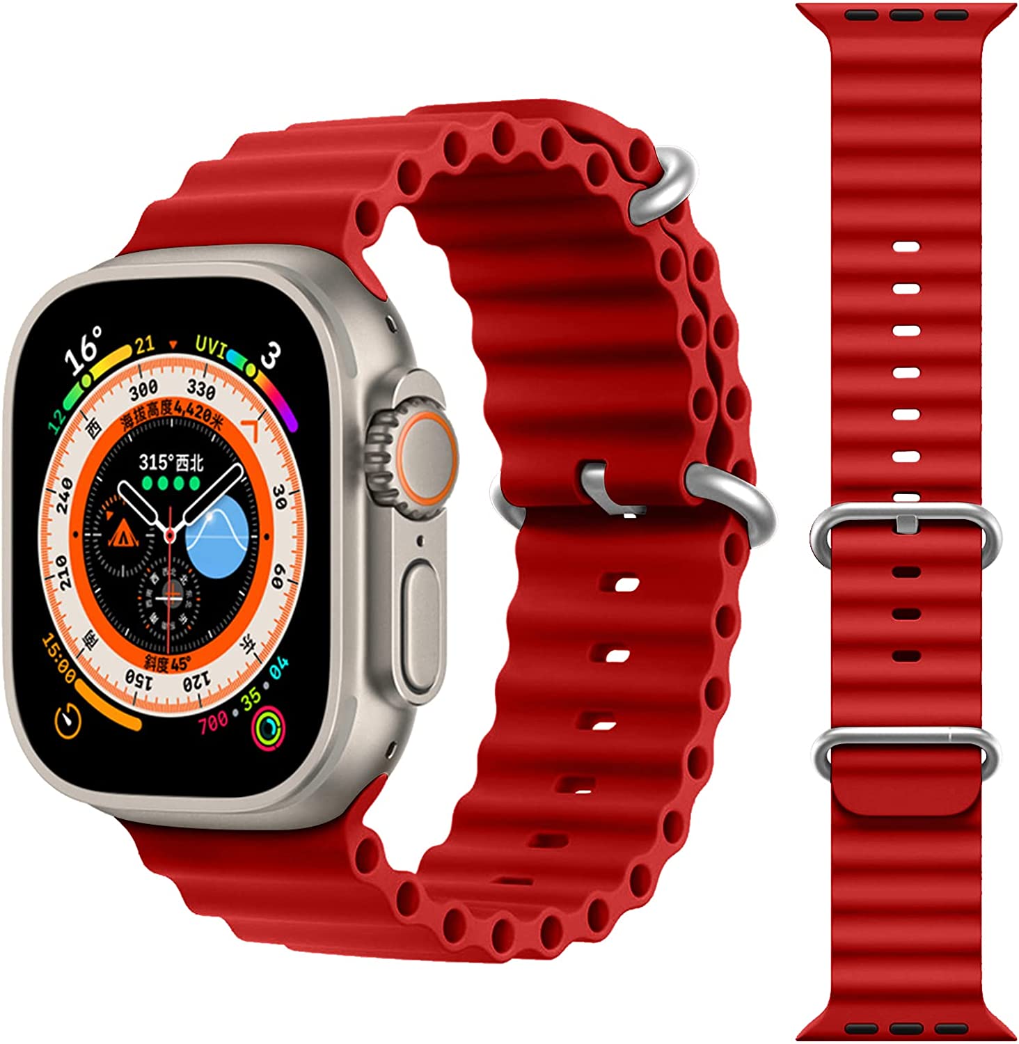 KNY Apple Watch 7 45 MM in KRD-75 Renkli Silikon Kay-Kordon
