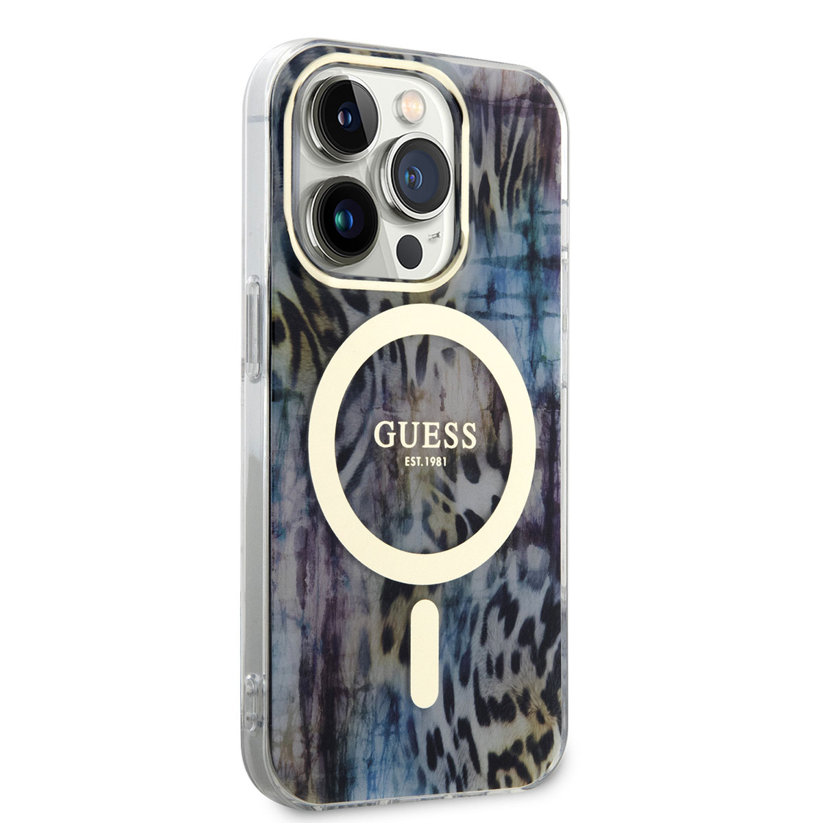 Apple iPhone 14 Pro Klf GUESS Magsafe arj zellikli Leopar Desenli Kapak