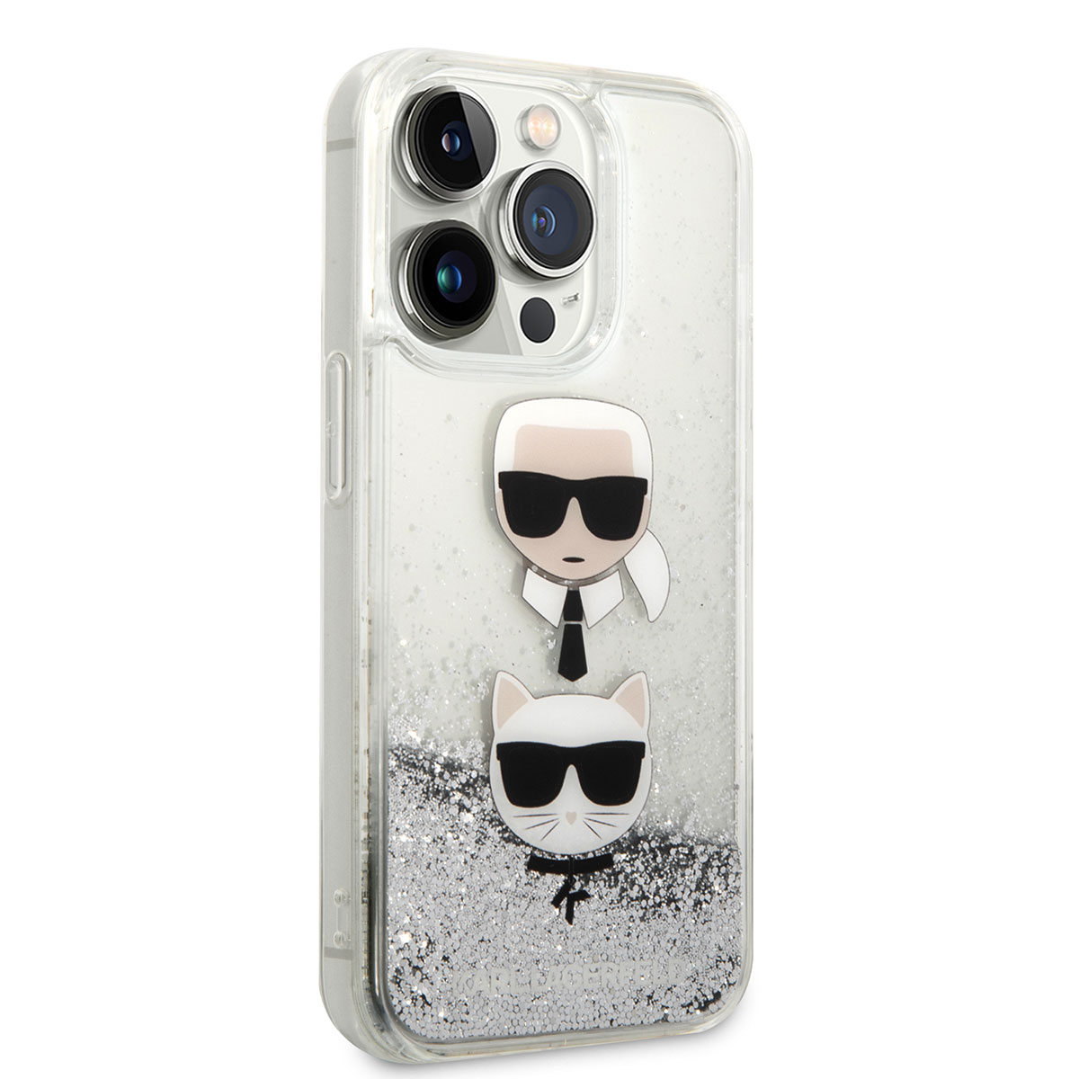 Apple iPhone 14 Pro Klf Karl Lagerfeld Svl Simli K&C Head Dizayn Kapak