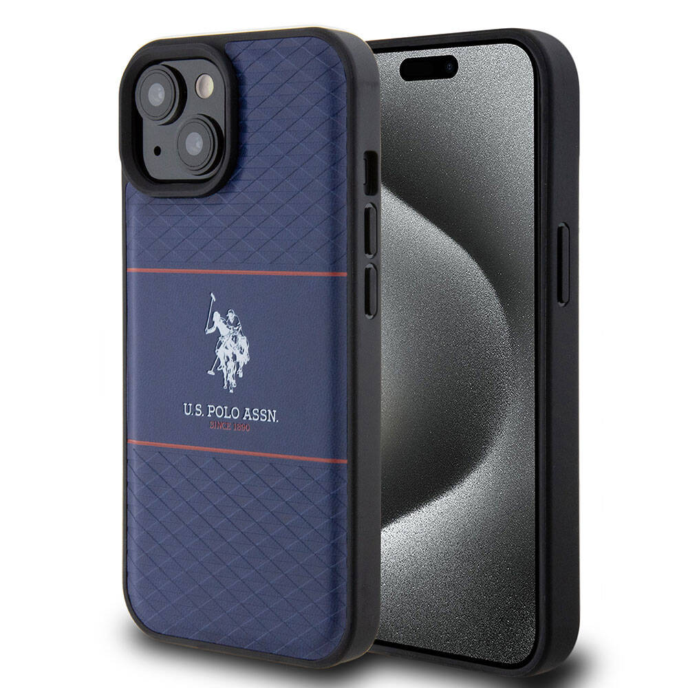 Apple iPhone 15 Klf U.S. Polo Assn. Orjinal Lisansl Deri eritli Logo Dizayn Kapak