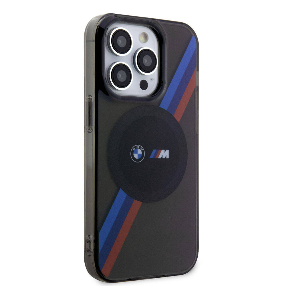 Apple iPhone 15 Pro Klf BMW Magsafe arj zellikli Transparan Tricolor Stripes Orjinal Lisansl Kapak