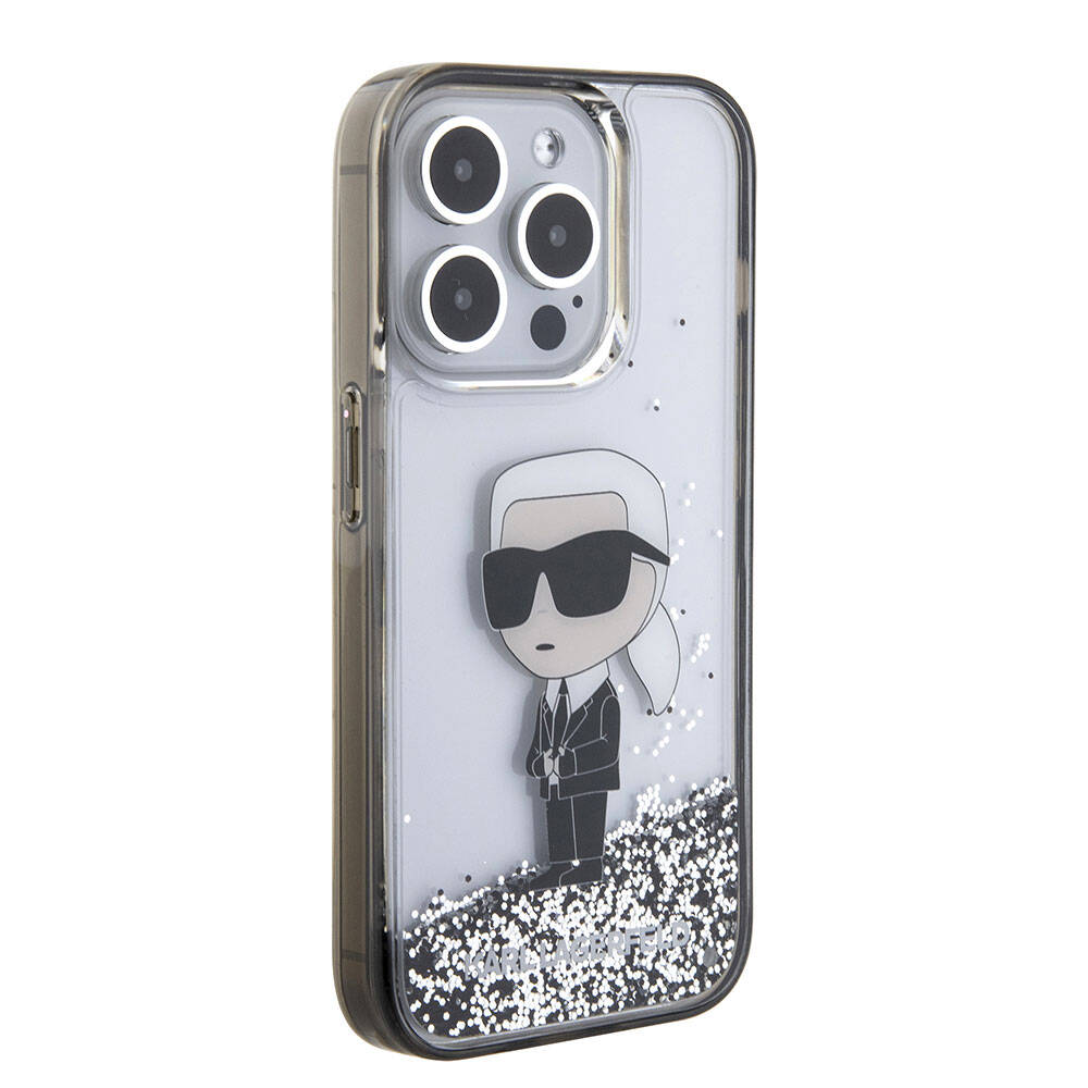 Apple iPhone 15 Pro Klf Karl Lagerfeld konik Svl Glitter Orjinal Lisansl Kapak