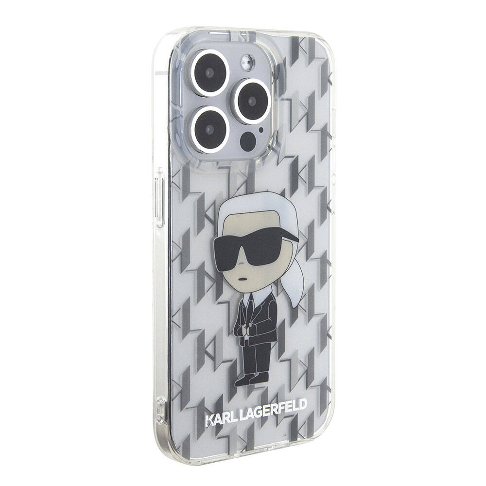 Apple iPhone 15 Pro Klf Karl Lagerfeld IML konik Monogram Orjinal Lisansl Kapak