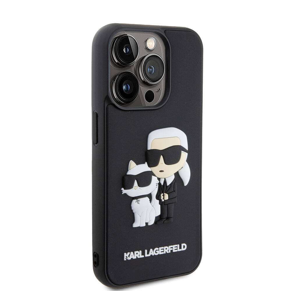 Apple iPhone 15 Pro Klf Karl Lagerfeld Silikon 3D K&C Logo Orjinal Lisansl Kapak