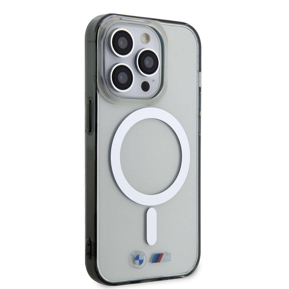 Apple iPhone 15 Pro Max Klf BMW Magsafe arj zellikli Transparan Silver Ring Orjinal Lisansl Kapak