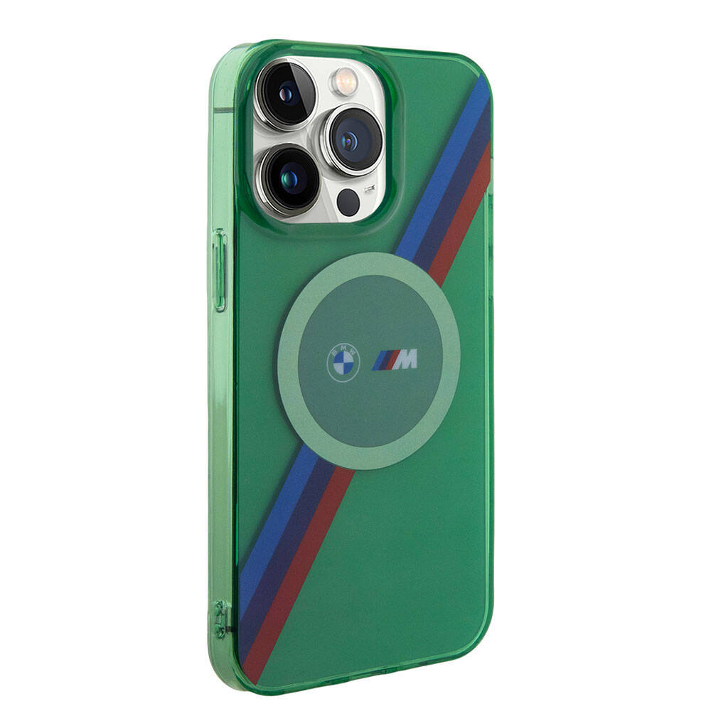 Apple iPhone 15 Pro Max Klf BMW Magsafe arj zellikli Transparan Tricolor Stripes Orjinal Lisansl Kapak