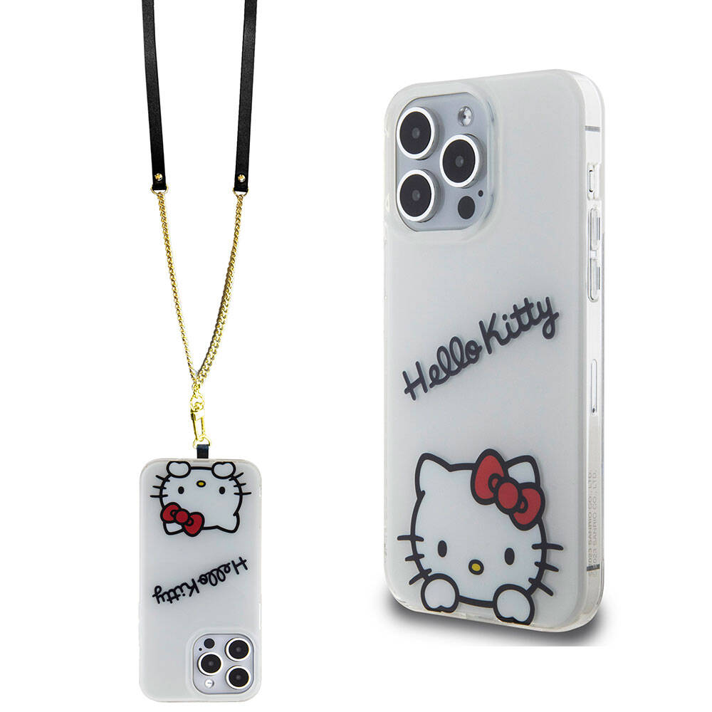 Apple iPhone 15 Pro Max Klf Hello Kitty Orjinal Lisansl Askl Yaz ve konik Logolu Daydreaming Kapak