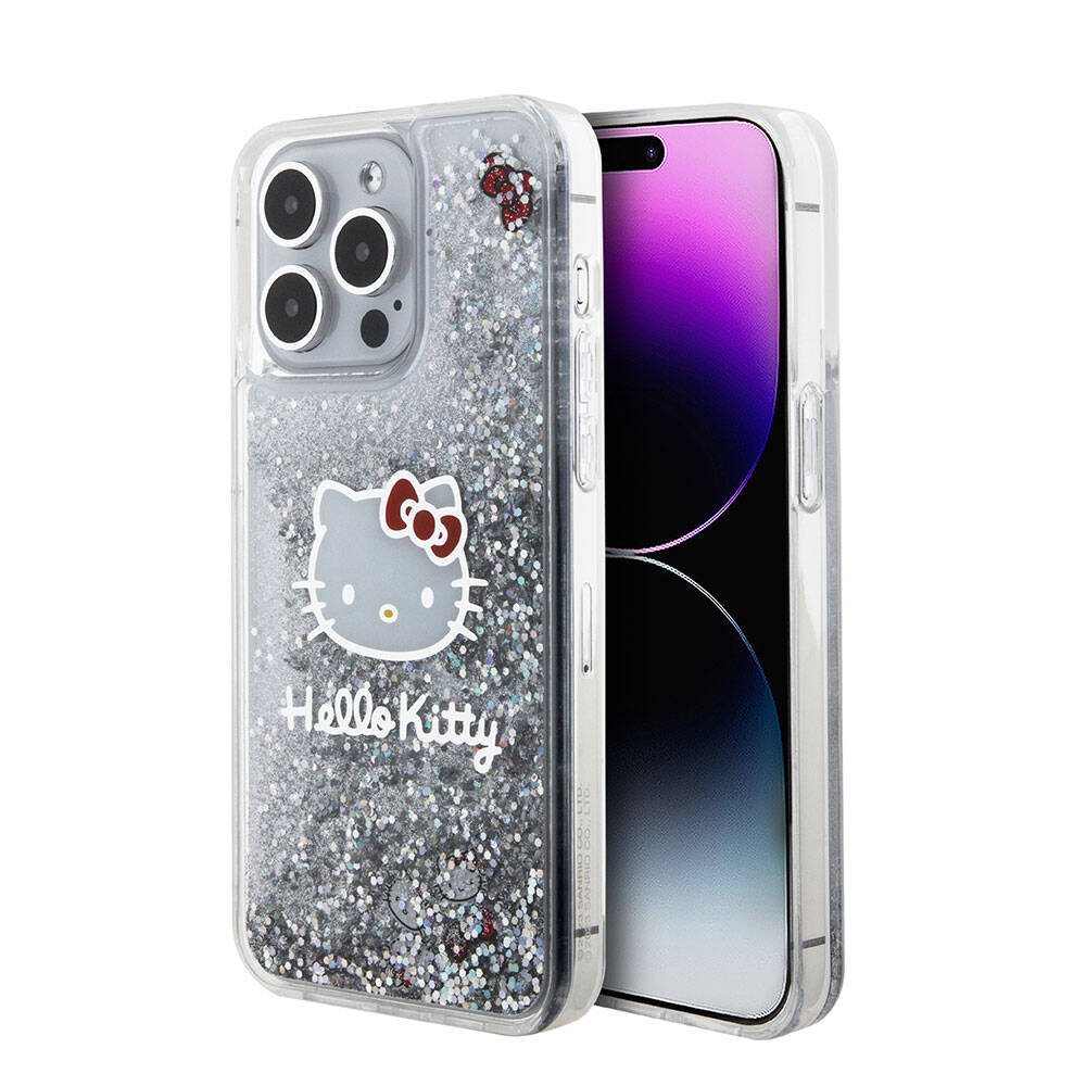 Apple iPhone 15 Pro Max Klf Hello Kitty Orjinal Lisansl konik Svl Glitter Kapak