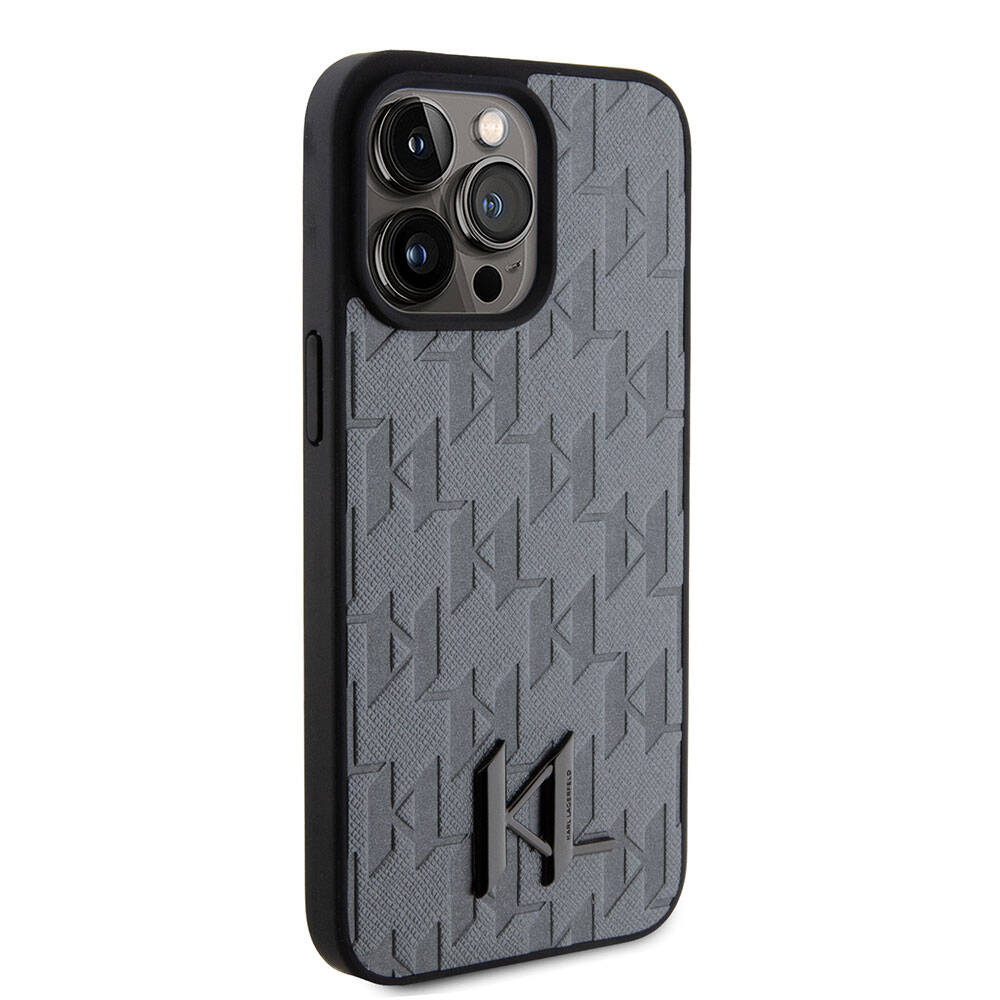 Apple iPhone 15 Pro Max Klf Karl Lagerfeld Hot Stamp K&L Metal Logo Orjinal Lisansl Kapak