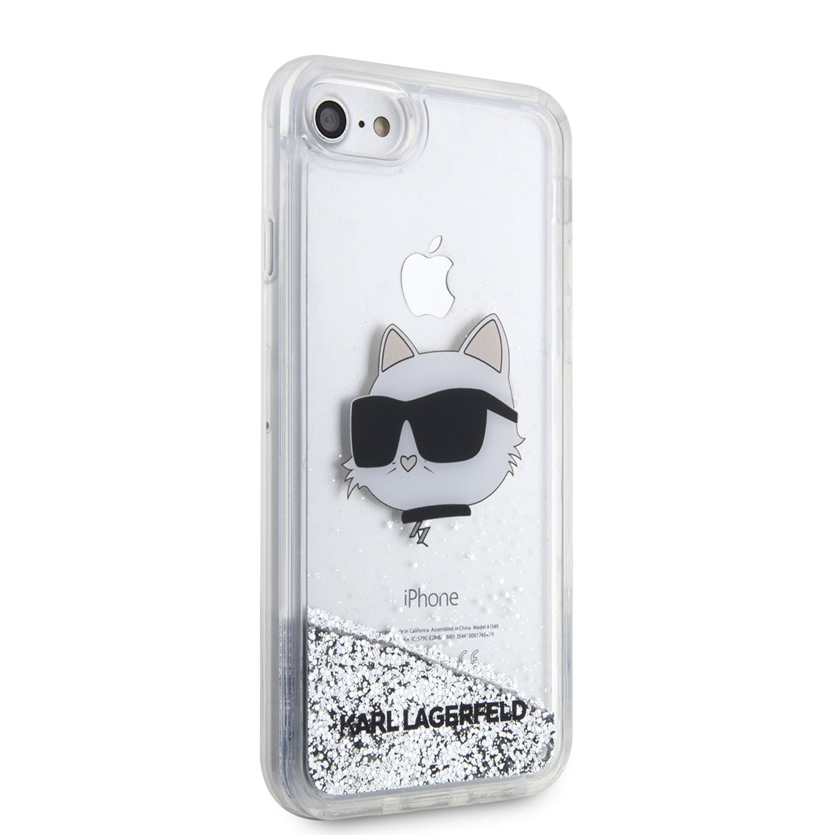 Apple iPhone 8 Klf Karl Lagerfeld Svl Simli Choupette Head Dizayn Kapak