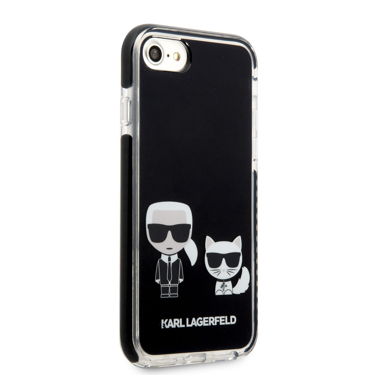 Apple iPhone SE 2022 Klf Karl Lagerfeld Kenarlar Siyah Silikon K&C Dizayn Kapak