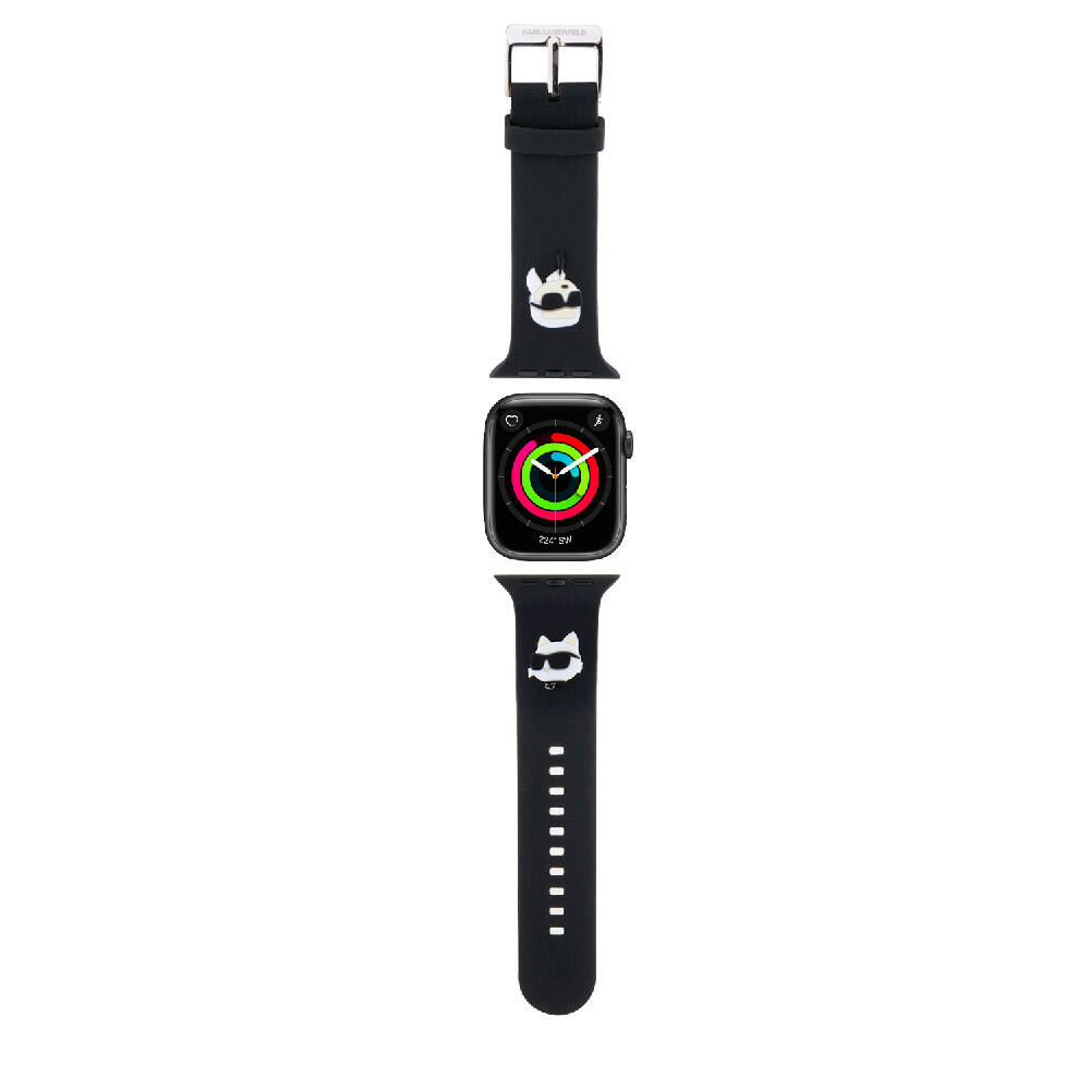 Apple Watch Ultra 49mm Karl Lagerfeld Orjinal Lisansl konik Karl & Choupette Logolu Silikon Kordon