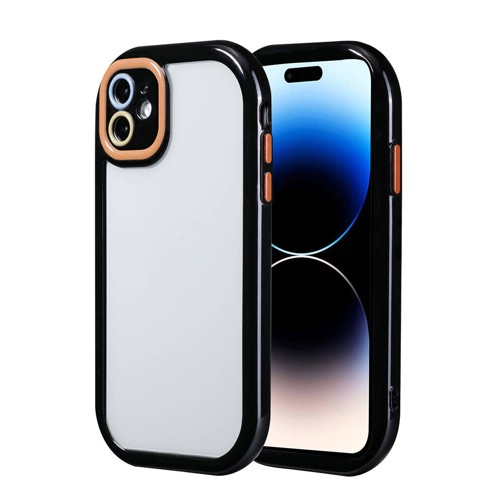 KNY Apple iphone 11 Klf Renkli Silikon Kenarl Arkas effaf Kamera Korumal Vitamin Kapak
