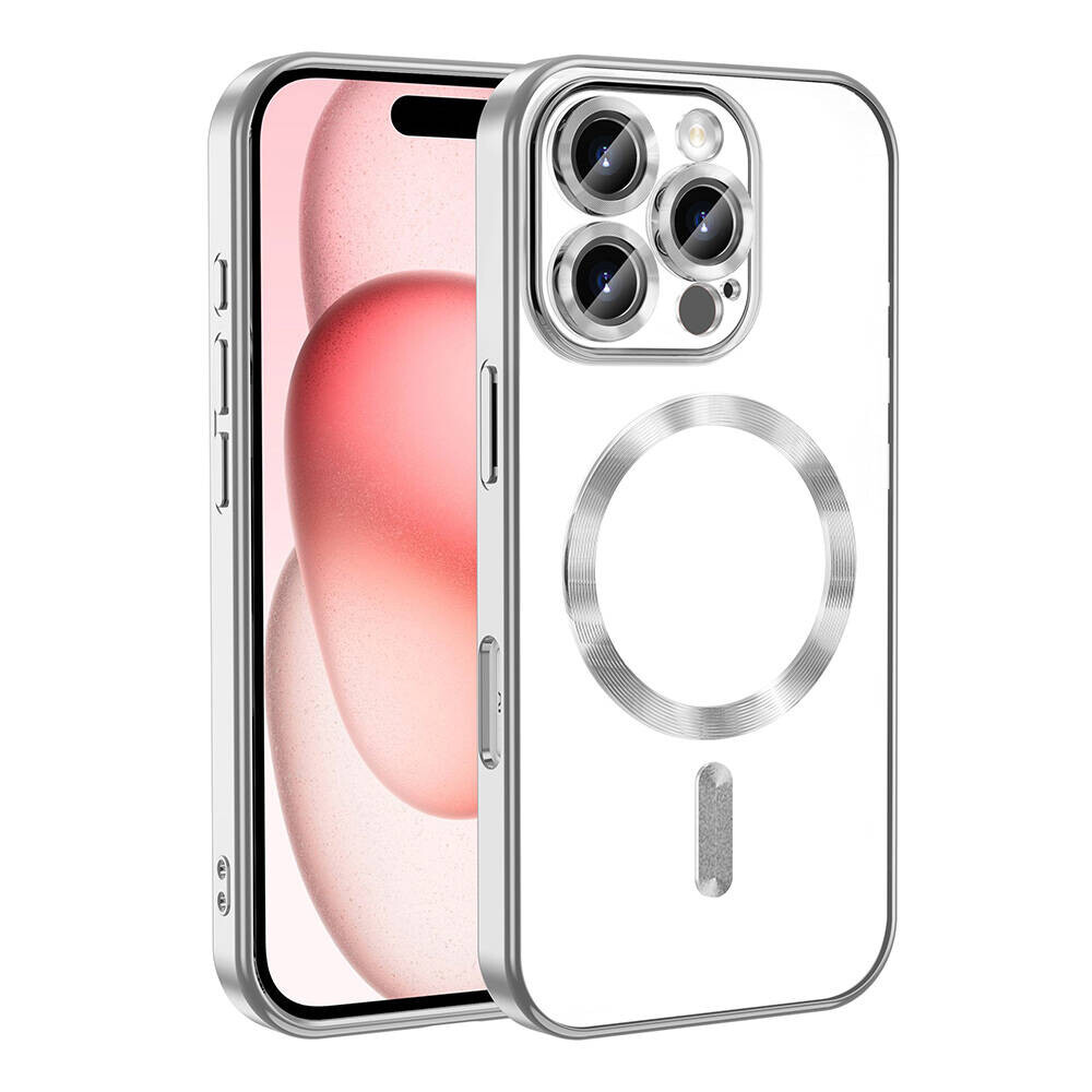 KNY Apple phone 16 Pro Klf Renkli Kenarl Kamera Korumal Arkas effaf Magsafeli Demre Silikon