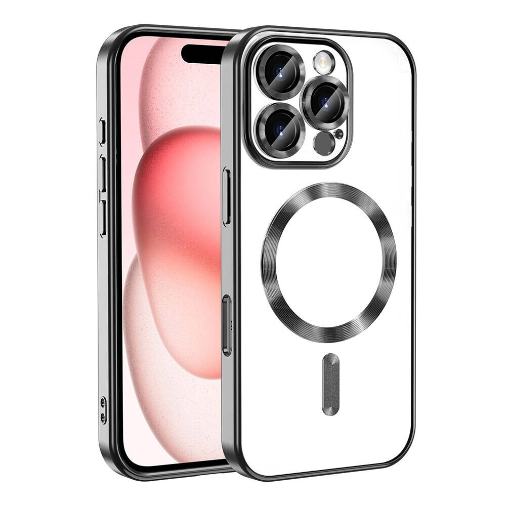 KNY Apple phone 16 Pro Klf Renkli Kenarl Kamera Korumal Arkas effaf Magsafeli Demre Silikon