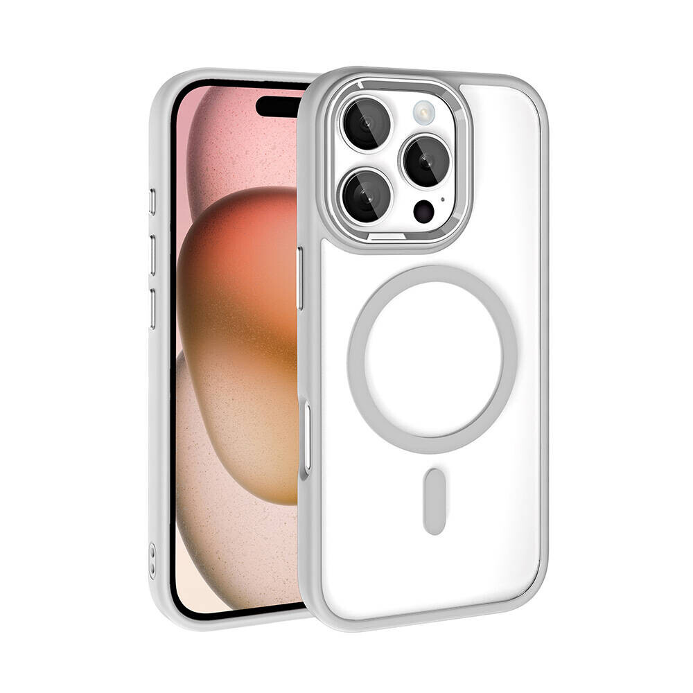 KNY Apple phone 16 Pro Klf Renkli Silikon Kenarl Magsafeli Krom Kapak