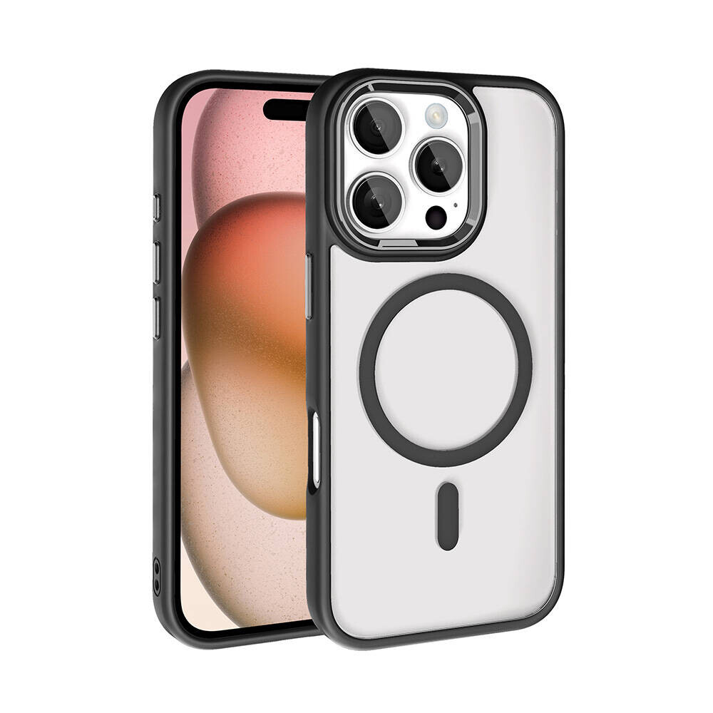 KNY Apple phone 16 Pro Klf Renkli Silikon Kenarl Magsafeli Krom Kapak