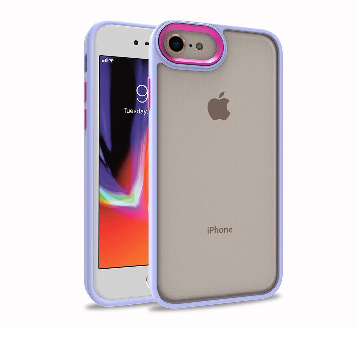 KNY Apple phone 7 Klf Silikon Kenarl Renkli Flora Kapak