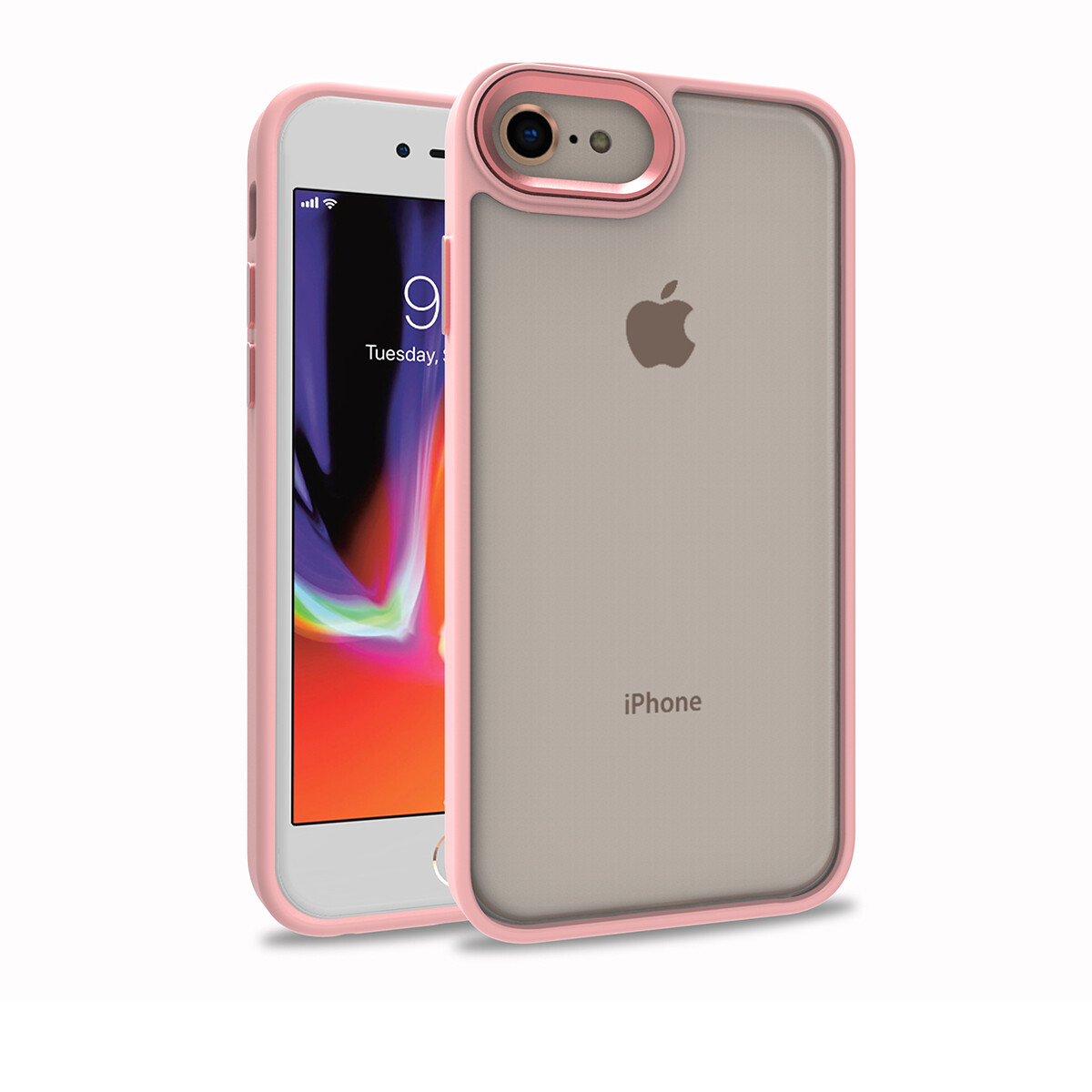 KNY Apple phone 8 Klf Silikon Kenarl Renkli Flora Kapak