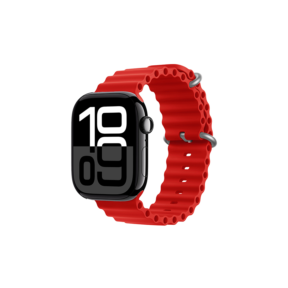 KNY Apple Watch 10.Nesil 42 MM in Delikli Metal Kopal Renkli Silikon Kay-Kordon KRD-75