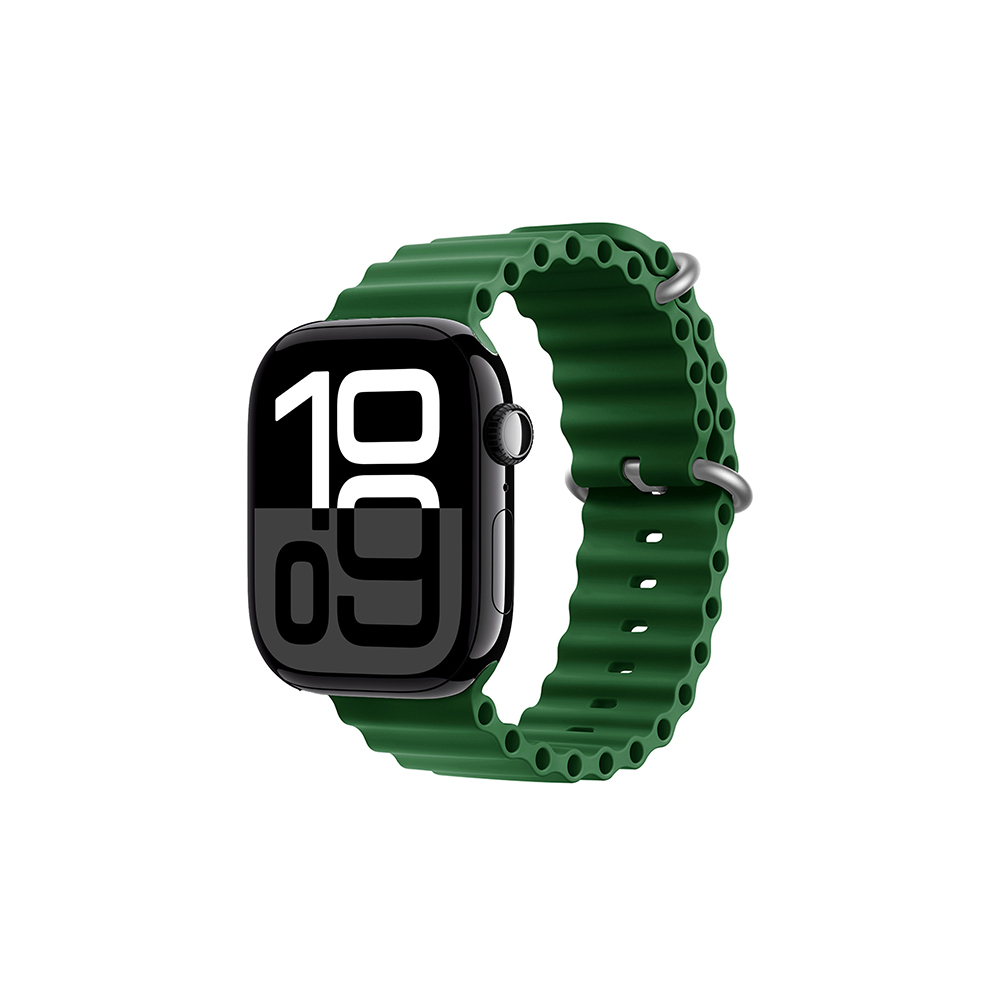 KNY Apple Watch 10.Nesil 42 MM in Delikli Metal Kopal Renkli Silikon Kay-Kordon KRD-75