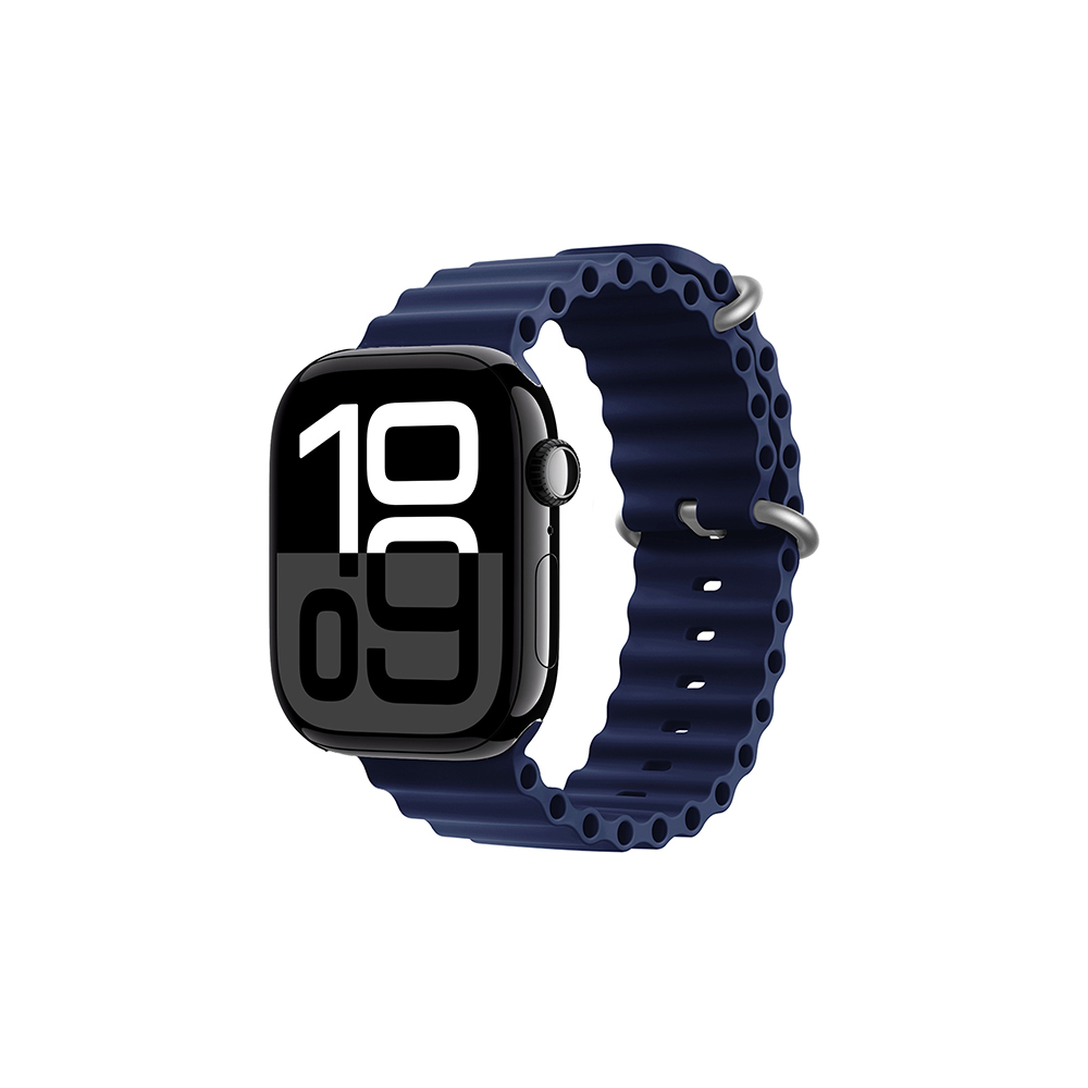 KNY Apple Watch 10.Nesil 42 MM in Delikli Metal Kopal Renkli Silikon Kay-Kordon KRD-75