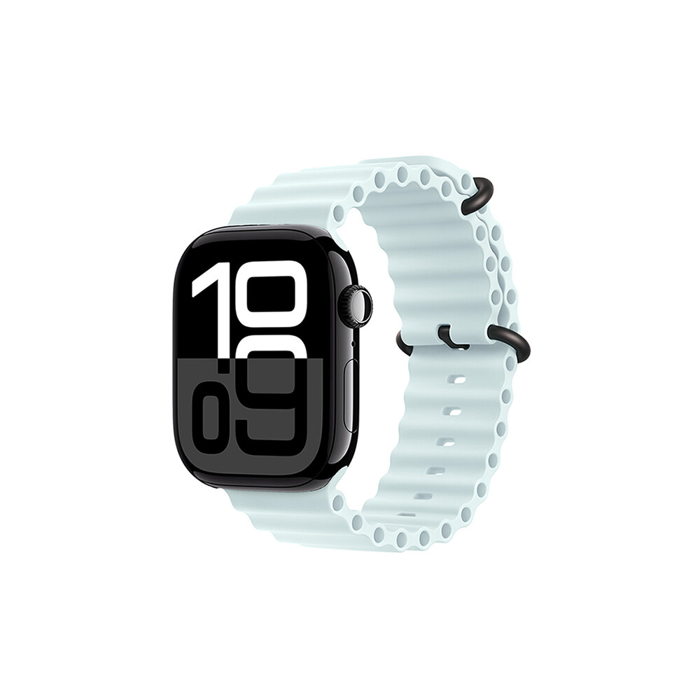 KNY Apple Watch 10.Nesil 42 MM in Delikli Metal Kopal Renkli Silikon Kay-Kordon KRD-75