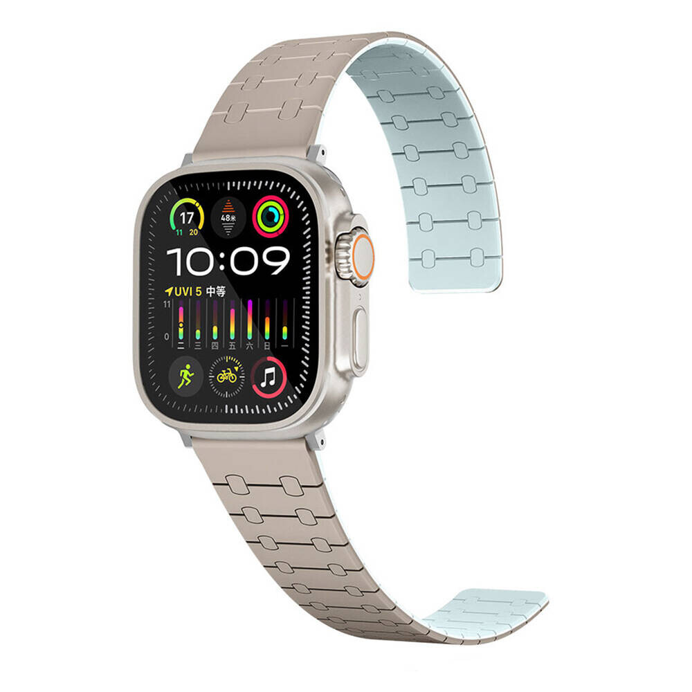 KNY Apple Watch 38 MM in izgili Desenli ift Renkli Mknatsl Silikon Kay-Kordon KRD-111