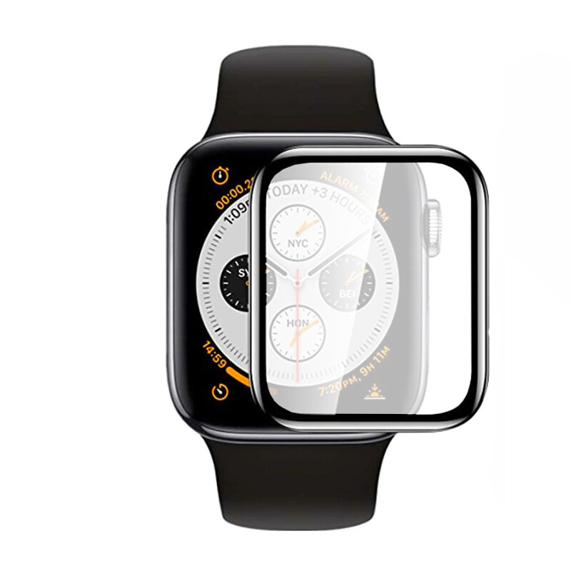 KNY Apple Watch 7 45 mm in Esnek Full Kaplayan Mat PPM Ekran Koruyucu Siyah