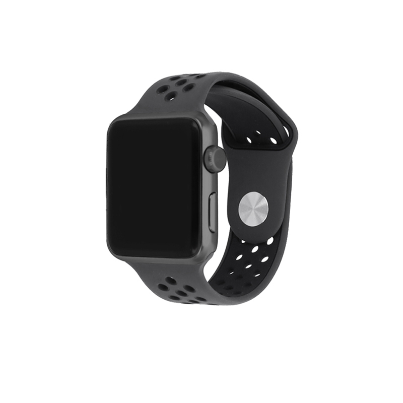 KNY Apple Watch Ultra 2 in Delikli Renkli Spor Silikon Kordon-Kay Siyah