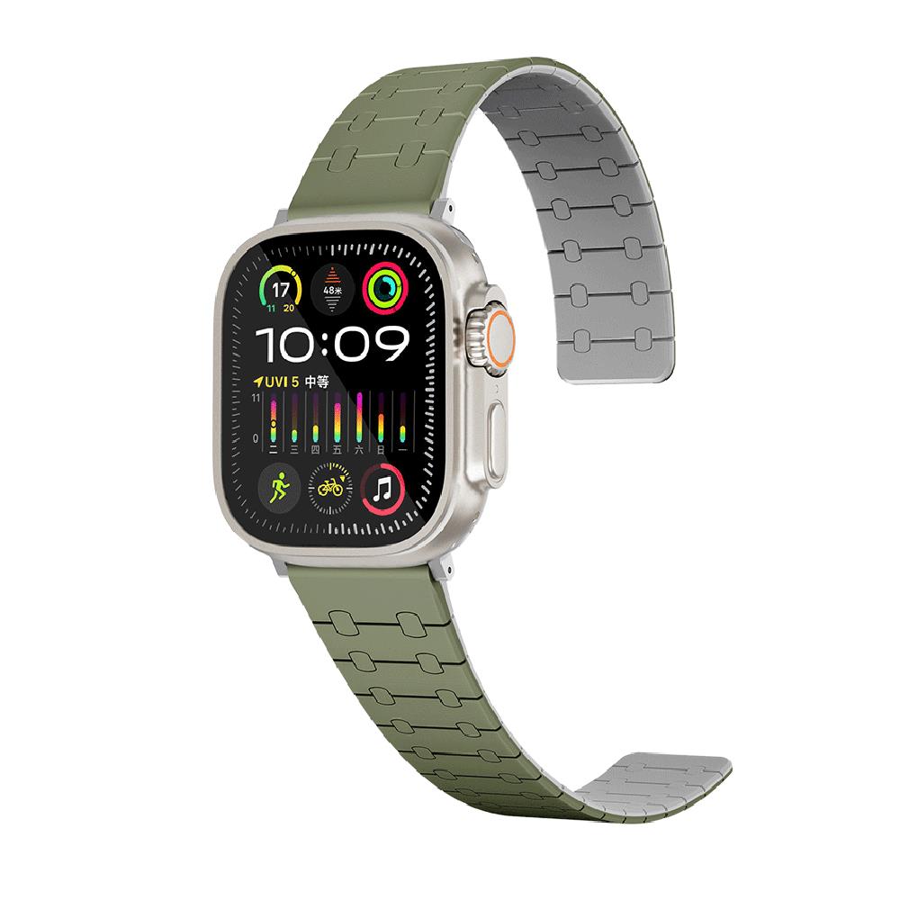 KNY Apple Watch Ultra 49 MM in izgili Desenli ift Renkli Mknatsl Silikon Kay-Kordon KRD-111