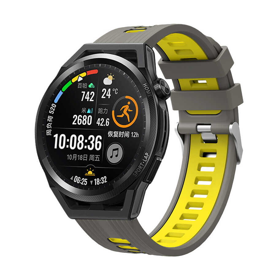 KNY Fossil Sport Smart Watch in 22 MM ift Katmanl 2 Renkli Ayarlanabilir Renkli Silikon Kay-Kordon KRD-55