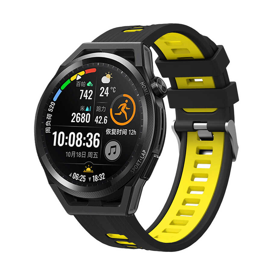 KNY Fossil Sport Smart Watch in 22 MM ift Katmanl 2 Renkli Ayarlanabilir Renkli Silikon Kay-Kordon KRD-55