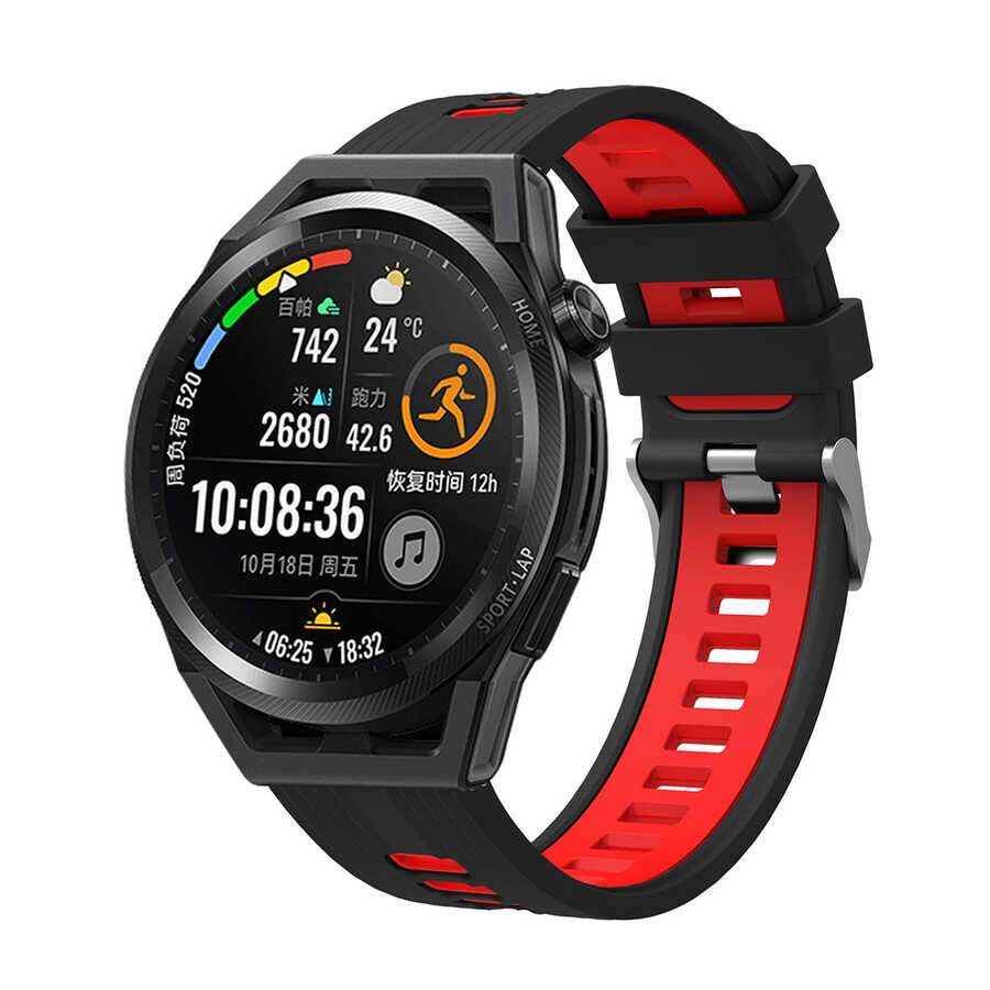 KNY Garmin Fenix 7 in 22 MM ift Katmanl 2 Renkli Ayarlanabilir Renkli Silikon Kay-Kordon KRD-55