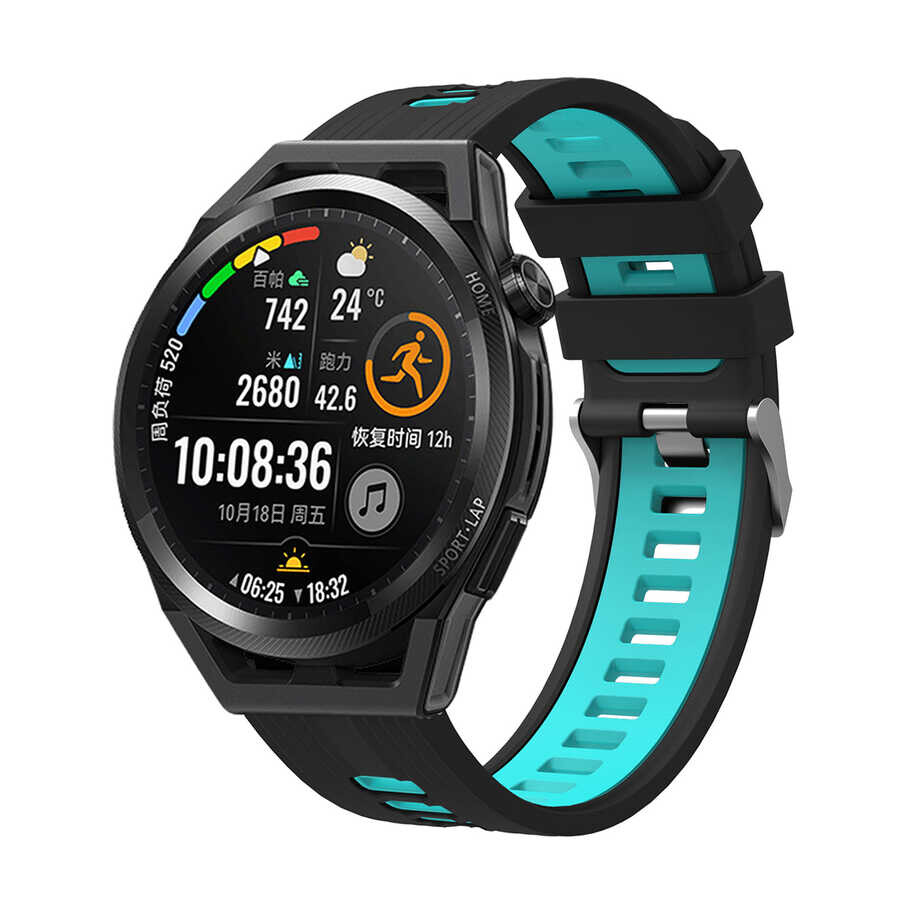 KNY Garmin Vivo Active 4 in 22 MM ift Katmanl 2 Renkli Ayarlanabilir Renkli Silikon Kay-Kordon KRD-55