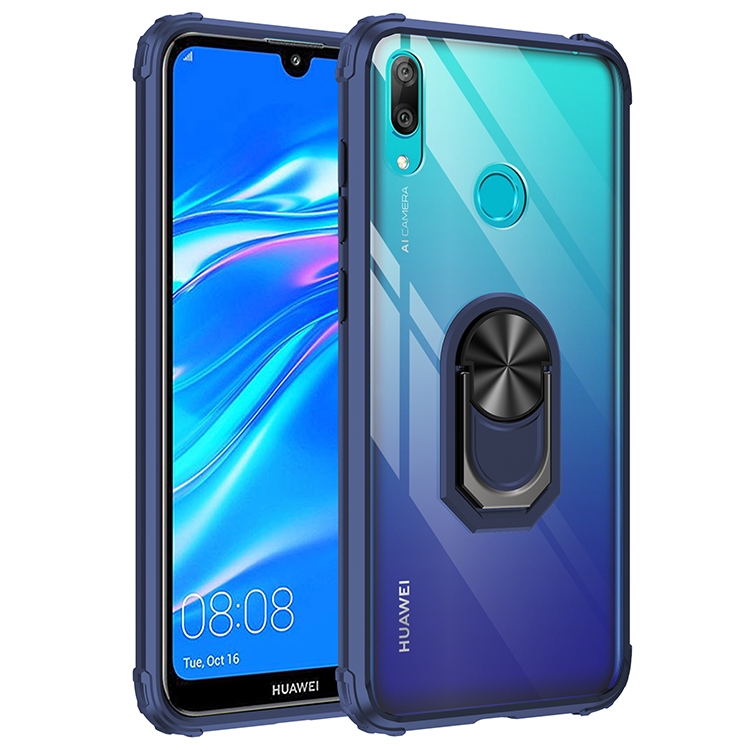 KNY Huawei Y7 Prme 2019 Klf Silikon Kenarl Yzkl Manyetik Mola Kapak