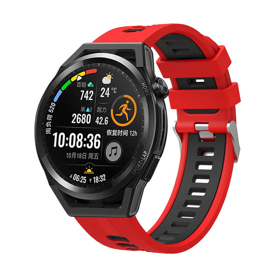 KNY One Plus Watch in 22 MM ift Katmanl 2 Renkli Ayarlanabilir Renkli Silikon Kay-Kordon KRD-55