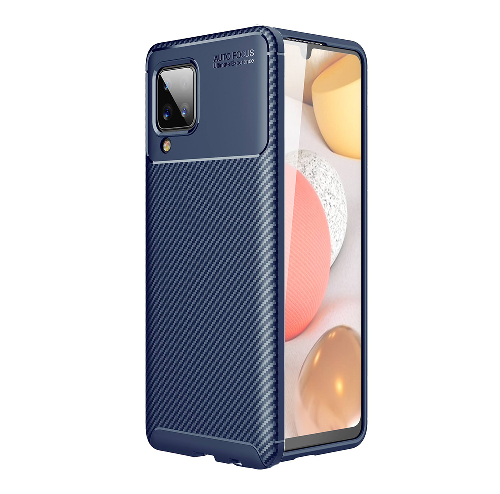 KNY Samsung Galaxy A12 Klf Karbon Desenli Lux Negro Silikon