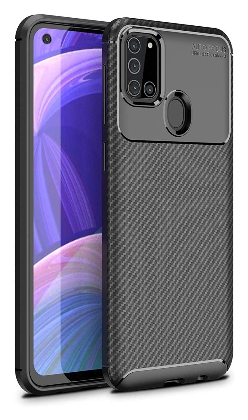 KNY Samsung Galaxy A21S Klf Karbon Desenli Lux Negro Silikon