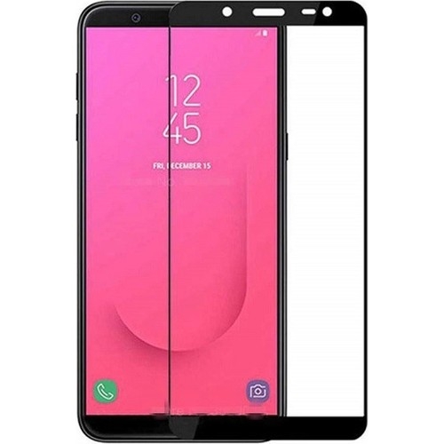 KNY Samsung Galaxy J8 in Kenar Krlmaya Dayankl 5D Cam Ekran Koruyucu Siyah