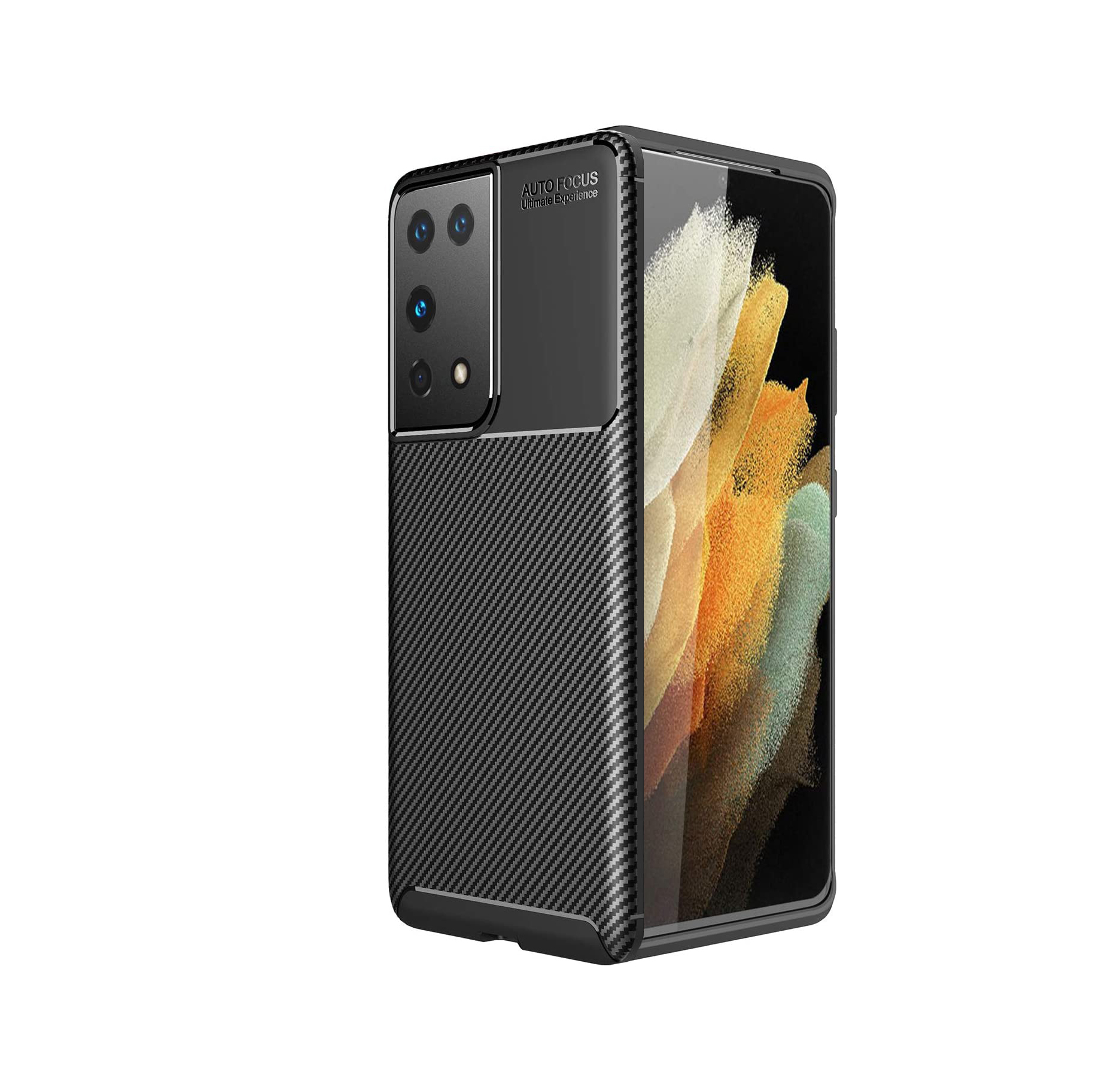 KNY Samsung Galaxy S21 Ultra Klf Karbon Desenli Lux Negro Silikon