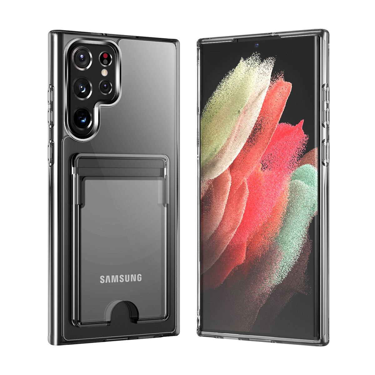 KNY Samsung Galaxy S21 Ultra Klf Ultra Korumal effaf Kart Koymal Ensa Kapak