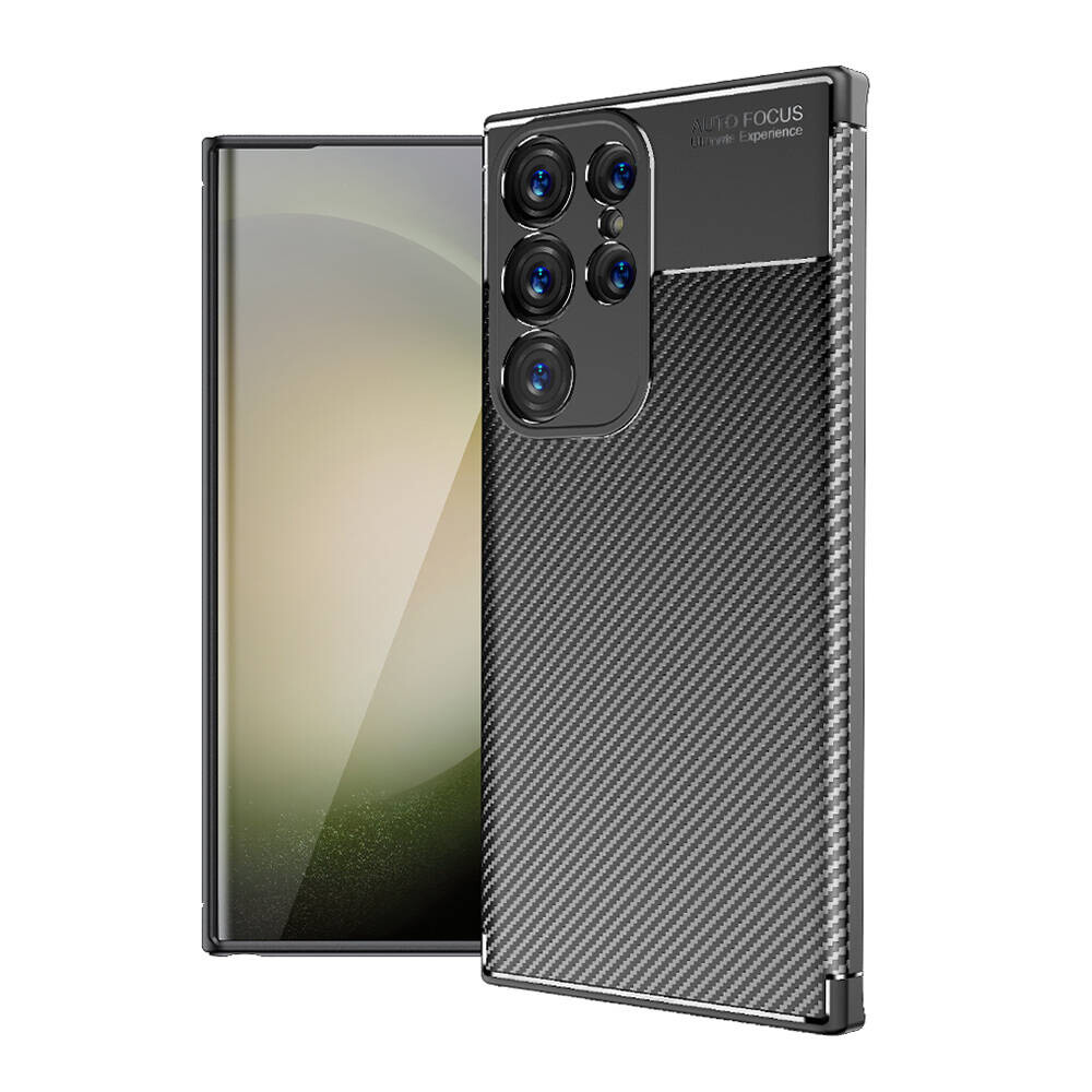 KNY Samsung Galaxy S24 Ultra Klf Karbon Desenli Lux Negro Silikon