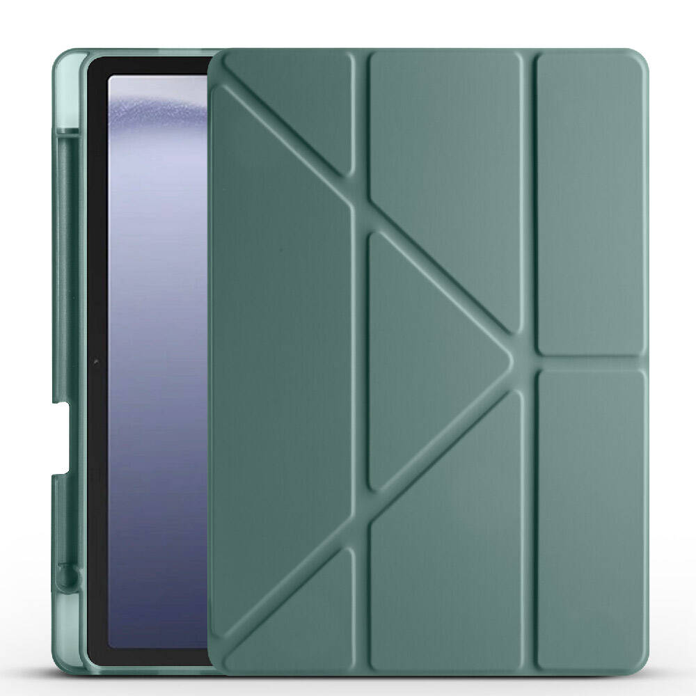 KNY Samsung Galaxy Tab A9 Plus SM-X210 Klf Kalem Koymal Arkas Silikon Standl TriFolding Klf